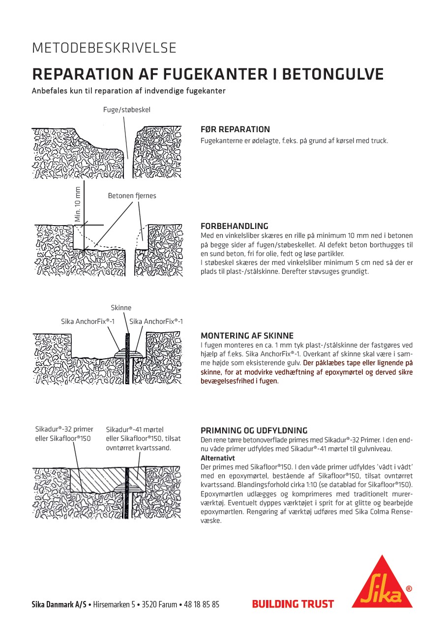 Metodebeskrivelse | Reparation af fugekanter i betongulve